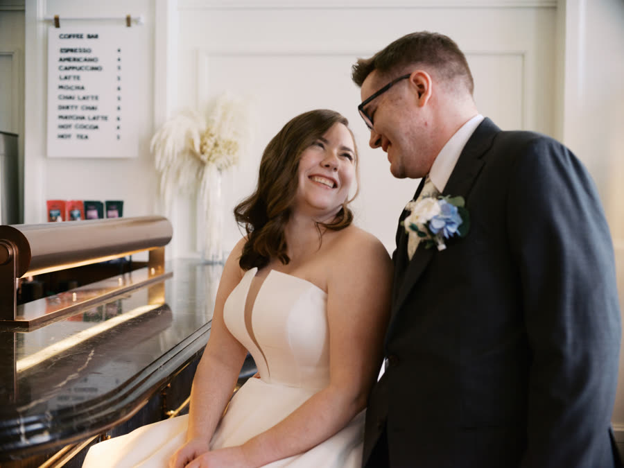 Hannah and her husband on their wedding day