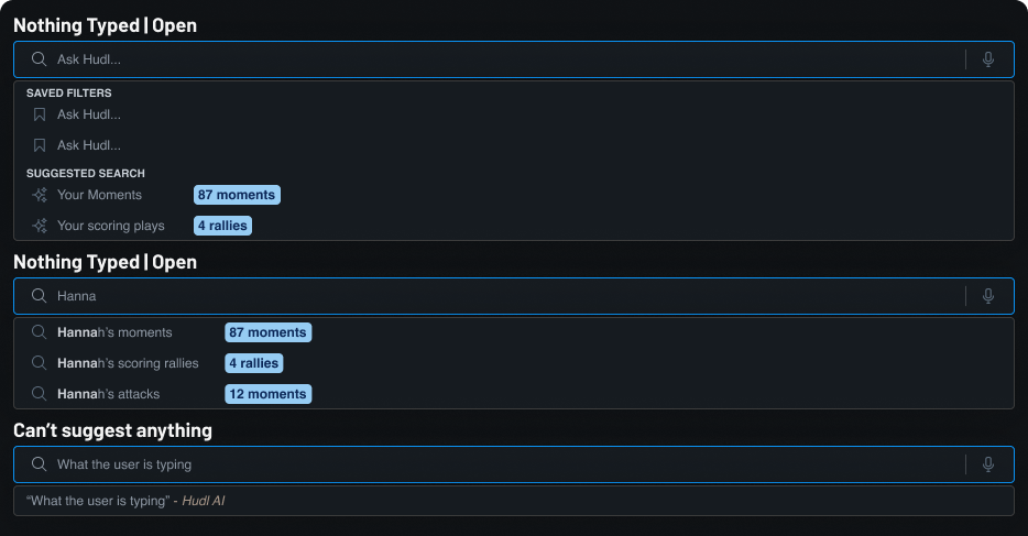 A suggestion panel under the field: three ranked readings, each with a result count on the right